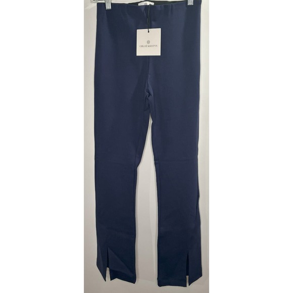CHLOÉ KRISTYN NWT Women’s Flared Navy Pant with Splits at the Hem Navy‎ Size XS - Picture 1 of 3